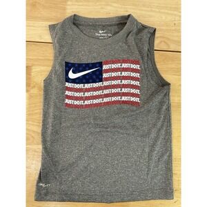 The Nike Tee Dri Fit Boys Size L‎ Gray Sleeveless Tank Top 'Just Do It'